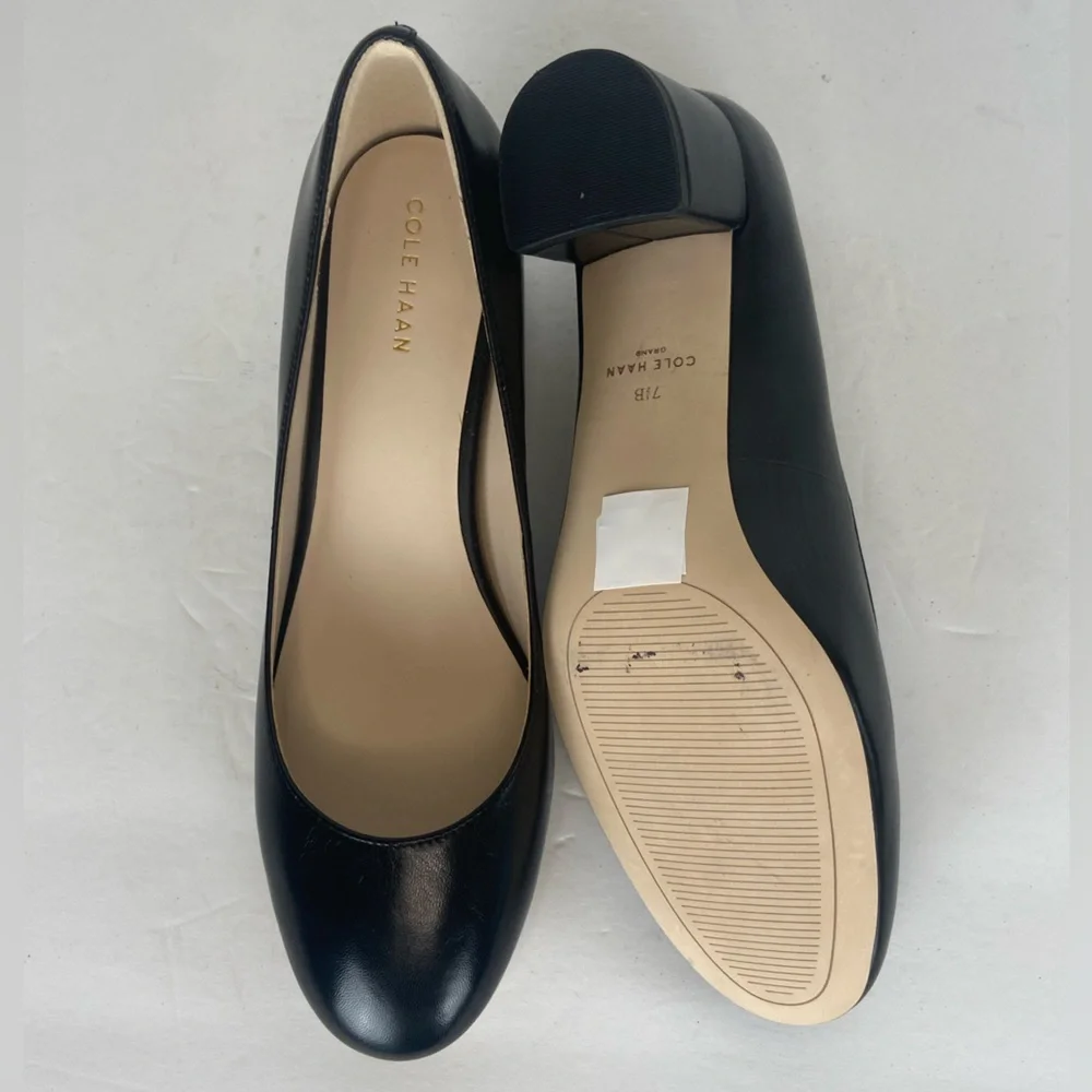 Cole Haan Grand Pumps Women's Heels Size 7.5 Black Career Preppy Block Heels - Picture 8 of 8